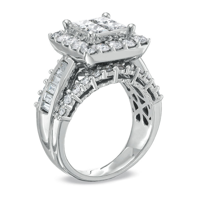 3 CT. T.W. Quad Princess-Cut Diamond Engagement Ring in 14K White Gold