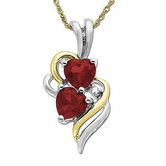 5.0mm HeartShaped LabCreated Ruby Double Swirl Heart Pendant in