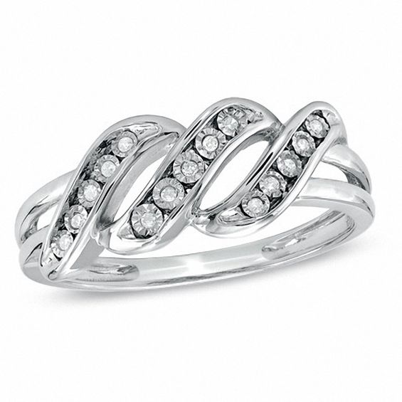 Diamond Accent Three Wave Ring In Sterling Silver Size 7 Diamond Accent Three Wave Ring In Sterling Silver Size 7 Clearance Rings Zales