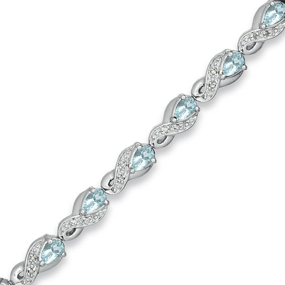 pearshaped aquamarine and 110 ct tw diamond bracelet