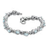 Thumbnail Image 1 of Pear-Shaped Aquamarine and 1/10 CT. T.W. Diamond Bracelet in Sterling Silver