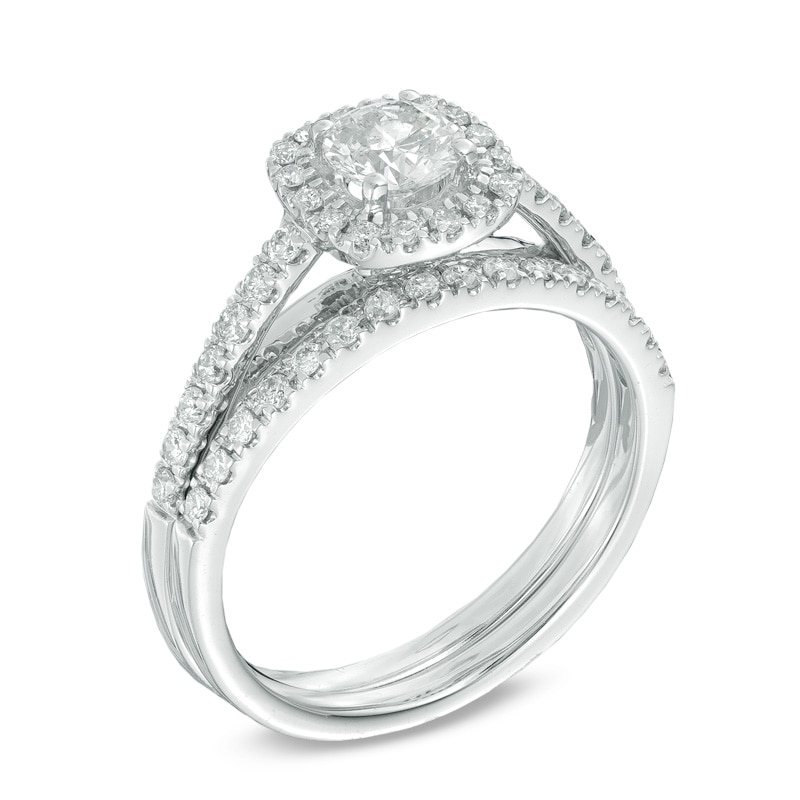 1 CT. T.W. Diamond Frame Bridal Set in 14K White Gold