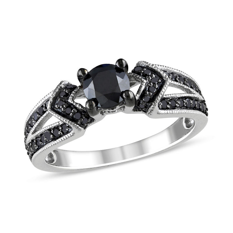 1 CT. T.W. Black Diamond Engagement Ring in Sterling Silver