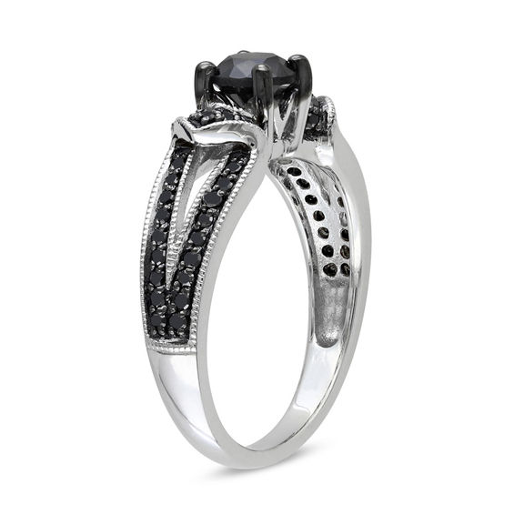1 CT. T.W. Enhanced Black Diamond Engagement Ring in Sterling Silver