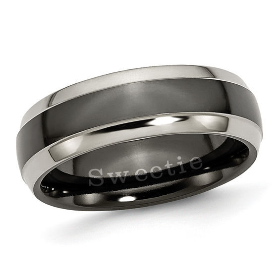Men's 7.0mm Engraved TwoTone Titanium Polished Wedding