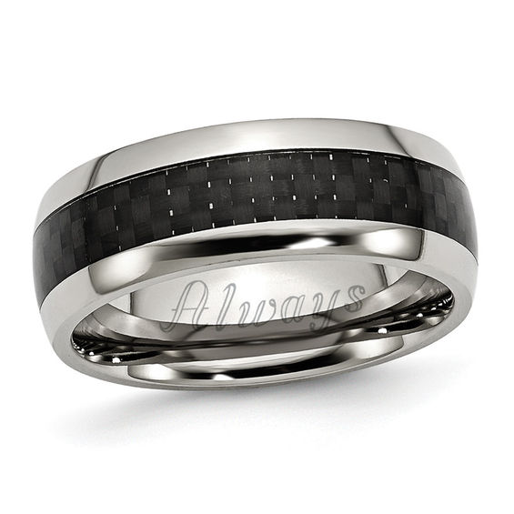 Men S 8 0mm Engraved Stainless Steel With Carbon Fiber Inlay Wedding Men S 8 0mm Engraved Stainless Steel With Carbon Fiber Inlay Wedding Band 1 Line