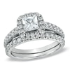 Thumbnail Image 1 of 1-3/4 CT. T.W. Princess-Cut Diamond Frame Bridal Set in 14K White Gold