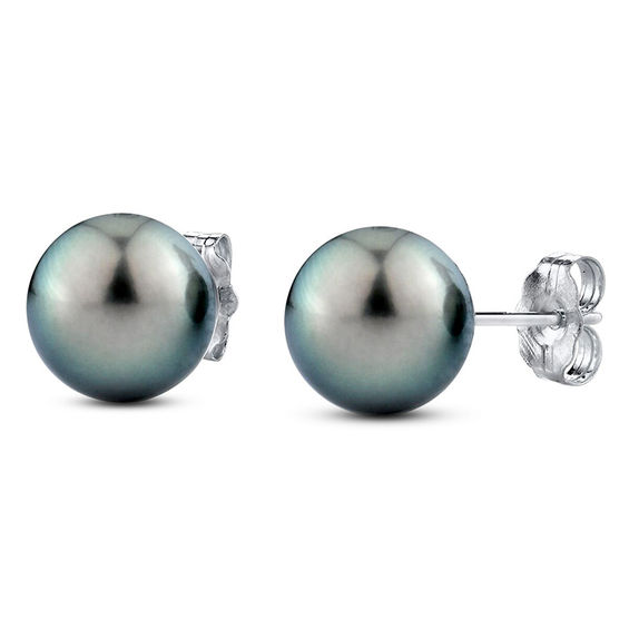 9 0mm Black Cultured Tahitian Pearl Stud Earrings In 14k White Gold 9 0mm Black Cultured Tahitian Pearl Stud Earrings In 14k White Gold