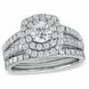 Thumbnail Image 0 of 1-1/2 CT. T.W. Diamond Double Frame Bridal Set in 14K White Gold