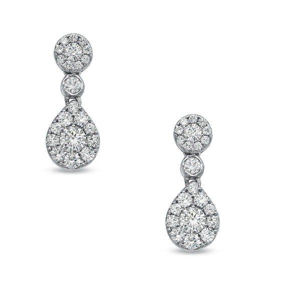 3/4 CT. T.W. Diamond Framed Drop Earrings in 10K White Gold Online