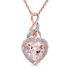 Thumbnail Image 0 of 8.0mm Heart-Shaped Pink Morganite and Diamond Accent Pendant in 10K Rose Gold - 17"
