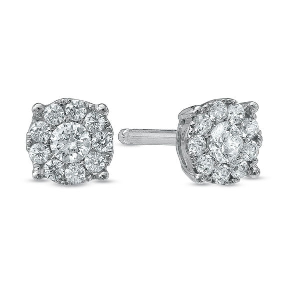 1/4 CT. T.W Diamond Frame Stud Earrings in 10K White Gold Diamond