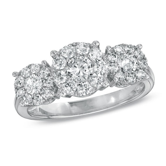 1 CT. T.W. Diamond Composite Three Stone Ring in 10K White Gold Round