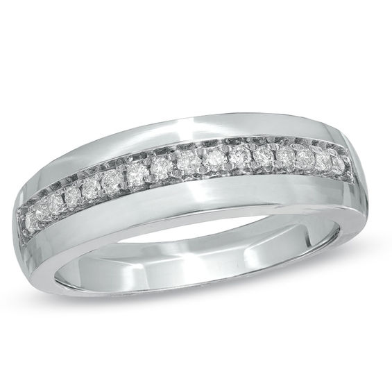 Ladies' 1/6 CT. T.W. Diamond Wedding Band in 10K White Gold Wedding