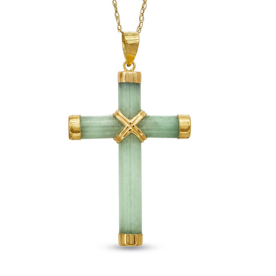 Jade Cross Pendant In 14k Gold Necklaces Zales Jade Cross Pendant In 14k Gold