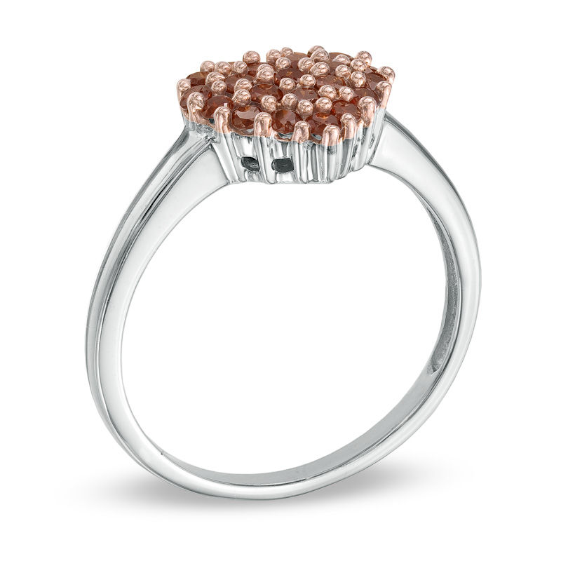 1/2 CT. T.W. Enhanced Red Diamond Heart Ring in Sterling Silver Size