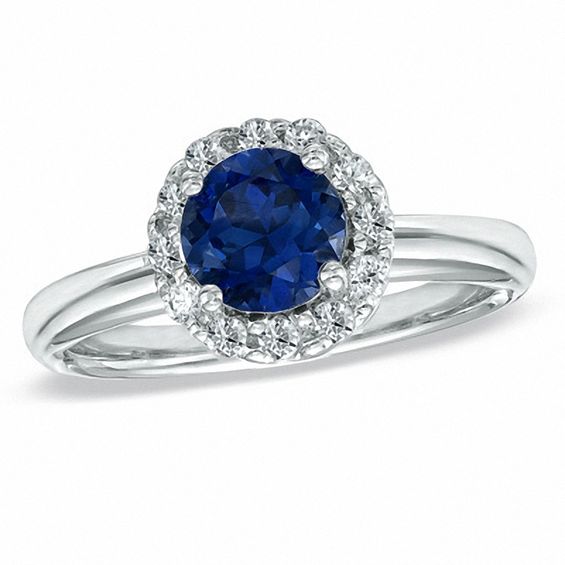 LabCreated Blue Sapphire and 1/4 CT. T.W. Diamond Engagement Ring in