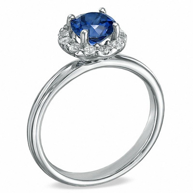 LabCreated Blue Sapphire and 1/4 CT. T.W. Diamond Engagement Ring in
