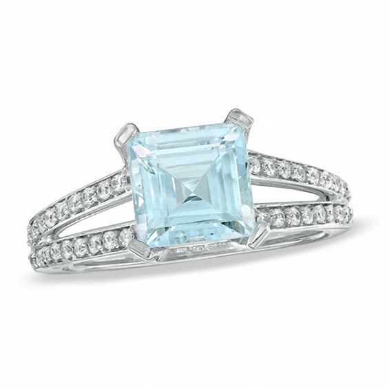 Classic Princess Cut Aquamarine Ring Aquamarine Engagement Ring Wedding Ring Anniversary Ring Promise Ring