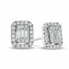 Thumbnail Image 0 of 5/8 CT. T.W. Baguette and Round Diamond Stud Earrings in 14K White Gold
