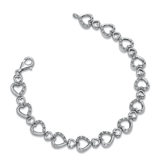 1/4 CT. T.W. Diamond Heart Bracelet in Sterling Silver Online Exclusives Collections Zales