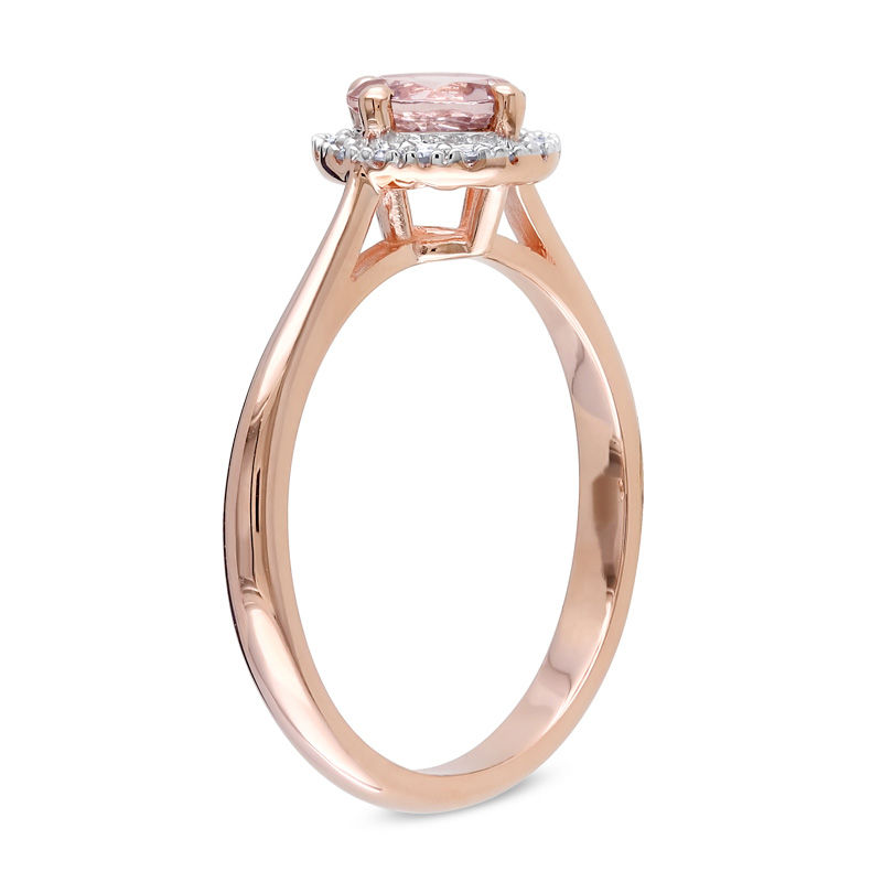 6.0mm Pink and Diamond Accent Frame Engagement Ring in 10K