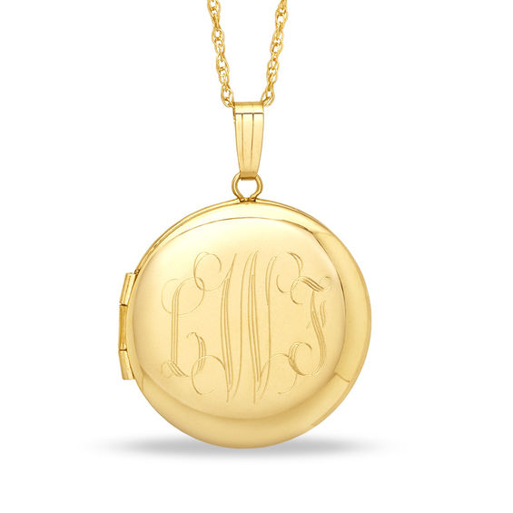 3 Initials Monogram Necklace Solid 14K Yellow Gold 1 1/4 Inches Personalized Jewelry