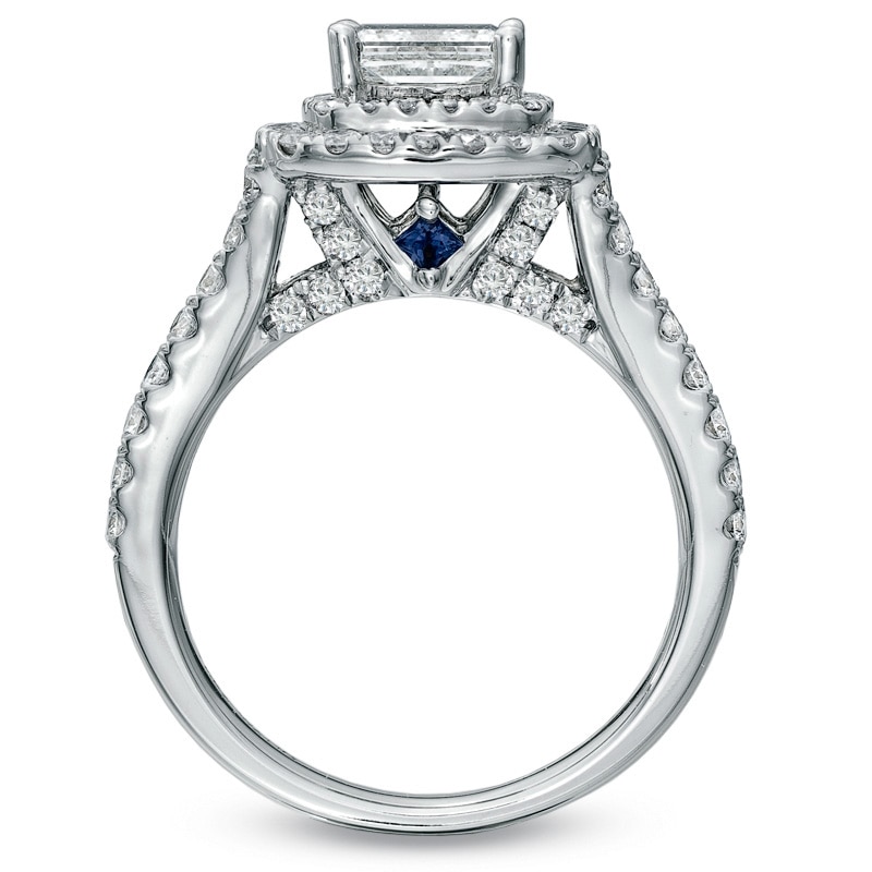 Vera Wang Love Collection 2-1/5 CT. T.W. Princess-Cut Diamond Frame Split Shank Engagement Ring in 14K White Gold