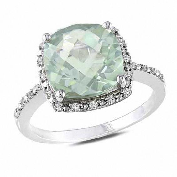 Diamond Green Quartz Ring 