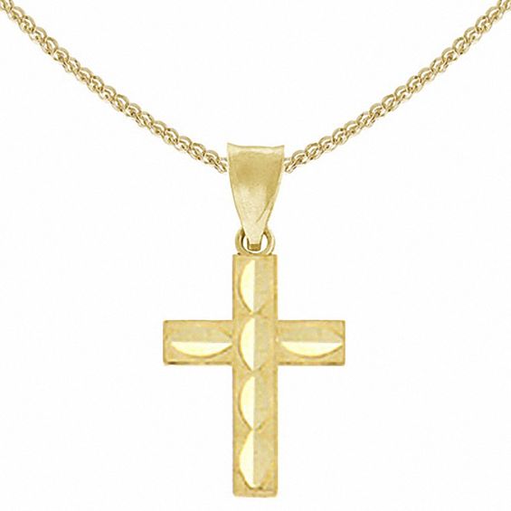 Cross Pendant in Polished 14K Gold 16" Cross Necklaces Necklaces