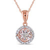 Thumbnail Image 0 of 6.0mm Morganite and Diamond Accent Frame Pendant in 10K Rose Gold - 17"