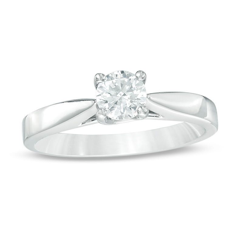 Celebration Ideal 1/2 CT. Diamond Solitaire Engagement Ring in 14K White Gold (I/I1)