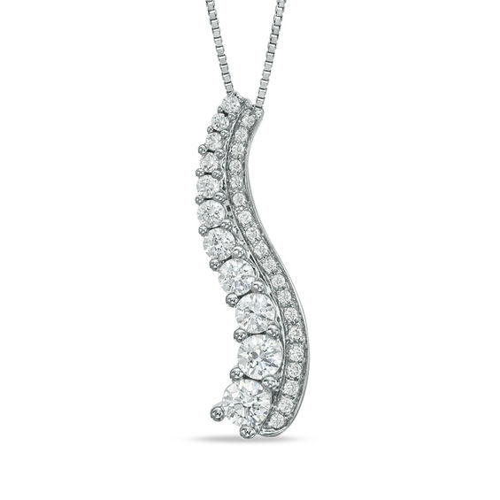 1/2 CT. T.W. Journey Diamond Double Pendant in 10K White Gold Diamond