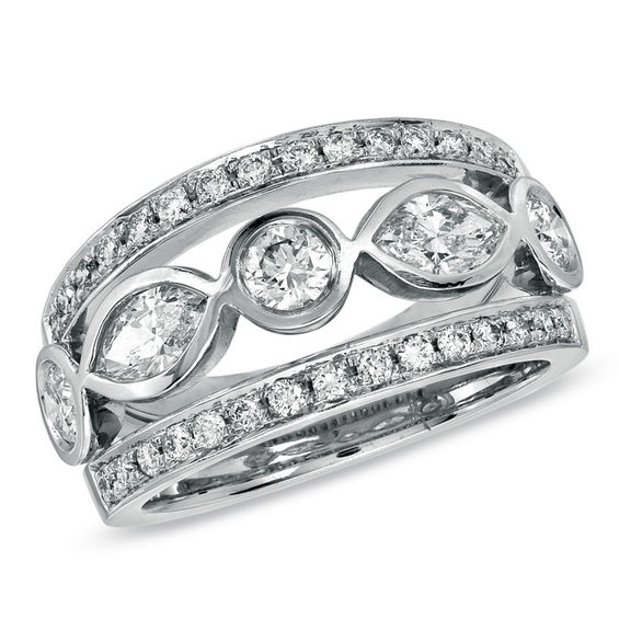 11/4 CT. T.W. Certified Marquise and Round Diamond Band