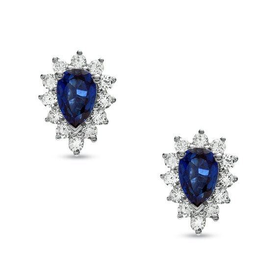 Round Brilliant Cut Lab Created Blue Sapphire 925 Sterling Silver Stud Earrings Round Brilliant Cut Lab Created Blue Sapphire 925 Sterling Silver Stud Earrings