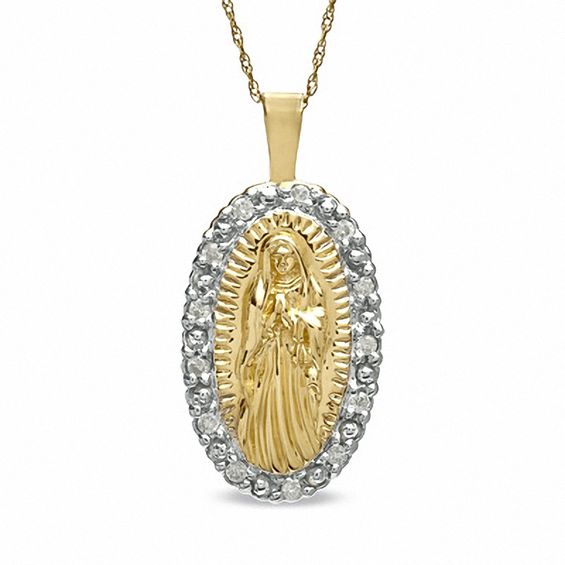 1/5 CT. T.W. Diamond Our Lady of Guadalupe Pendant in 10K Gold