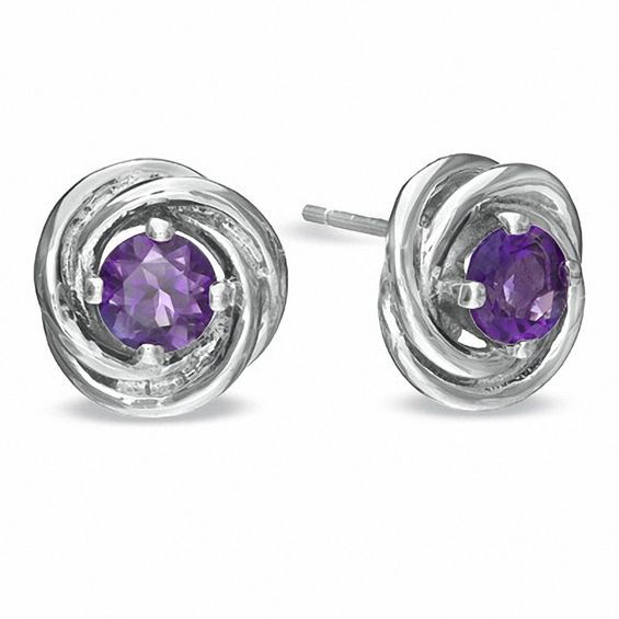 5.0mm Amethyst Knot Earrings in Sterling Silver Online Exclusives