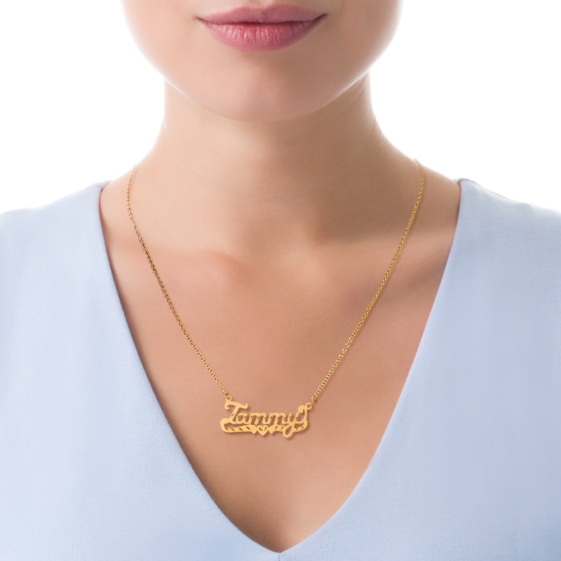 Diamond-Cut and Satin Name Necklace in 10K Gold (10 Characters)
