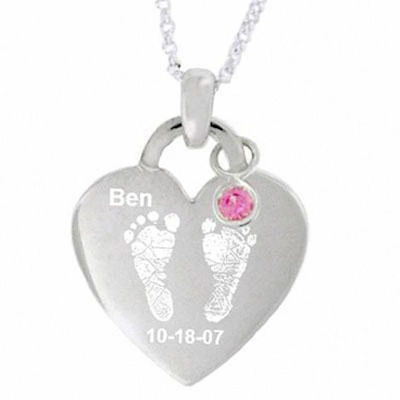 simulated birthstone baby footprints