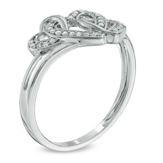 1/10 CT. T.W. Diamond Triple Heart Promise Ring in Sterling Silver