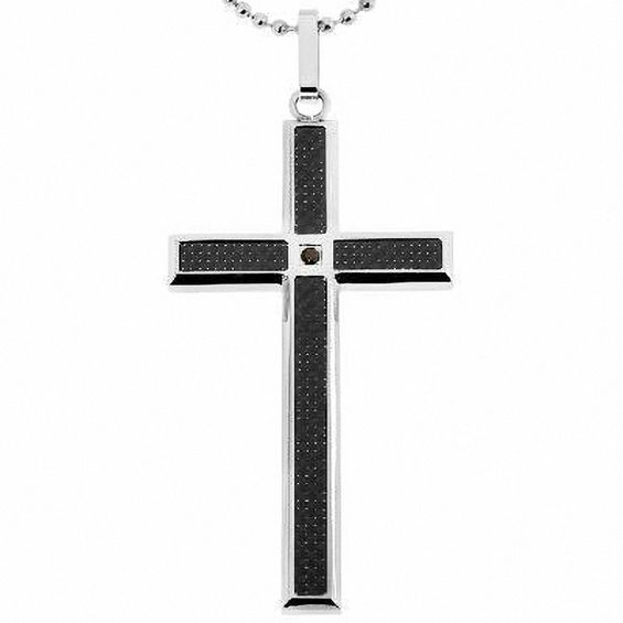Black Diamond Accent Cross Pendant 