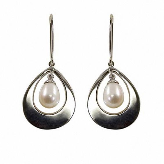 6 5 7 0mm Cultured Freshwater Pearl Teardrop Earrings In Sterling 6 5 7 0mm Cultured Freshwater Pearl Teardrop Earrings In Sterling Silver