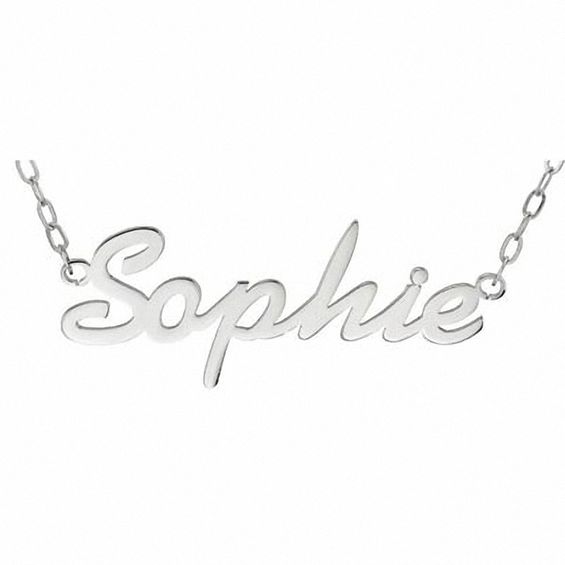 Large Script Name Necklace in Stainless Steel (12 Characters) 17.5