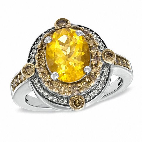 Oval Champagne Citrine Quartz Ring Bezel Set in Sterling Silver or Vermeil Gold November Birthstone Ring 