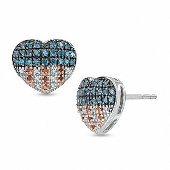 1 3 Ct T W Enhanced Red White And Blue Diamond American Flag T W Enhanced Red White And Blue Diamond American Flag Heart