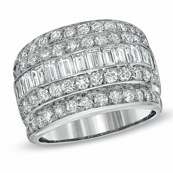 31/5 CT. T.W. Certified Diamond MultiRow Band in 14K White Gold (H