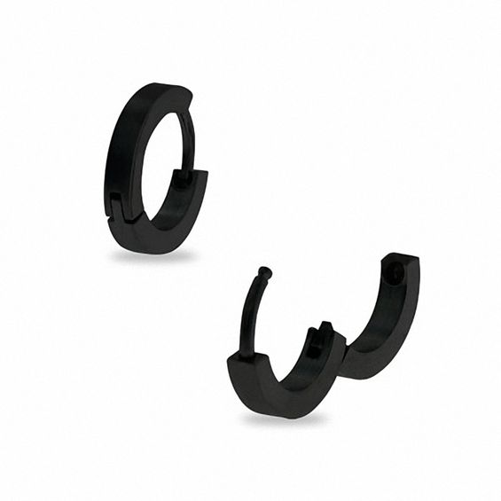 Black IP Stainless Steel Huggie Hoop Earrings Online Exclusives