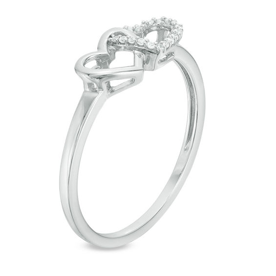 Diamond Accent Interlocking Hearts Ring in 10K White Gold Online