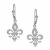 Thumbnail Image 0 of 1/4 CT. T.W. Diamond Fleur-de-Lis Drop Earrings in 10K White Gold