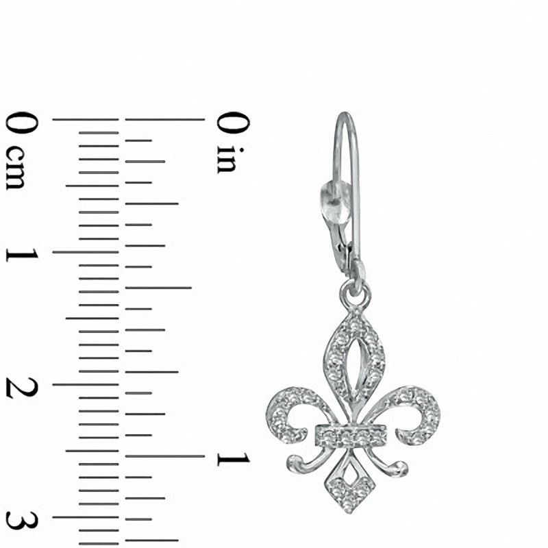 1/4 CT. T.W. Diamond Fleur-de-Lis Drop Earrings in 10K White Gold